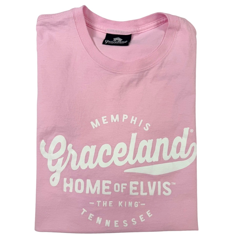 Graceland Elvis Presley T Shirt‎ Mens XL Pink Good Memphis Tennessee Graphic Tee